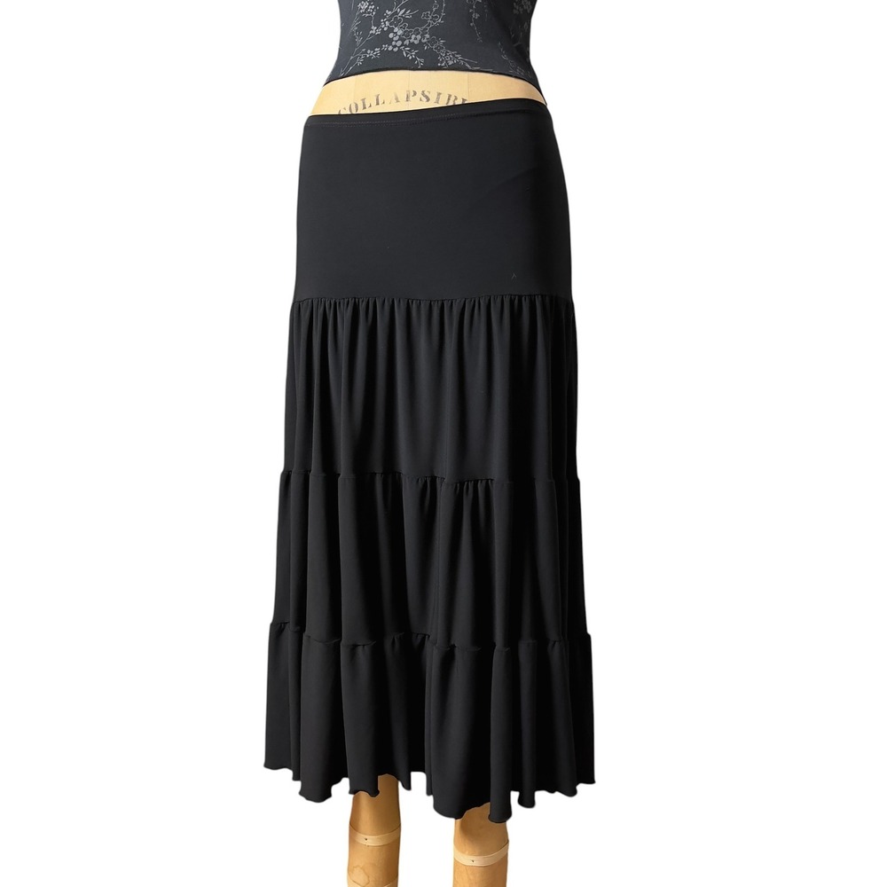90s Tiered Maxi Skirt Pleated Drape Goth Flowy Whimsigoth Witchy Fall Large